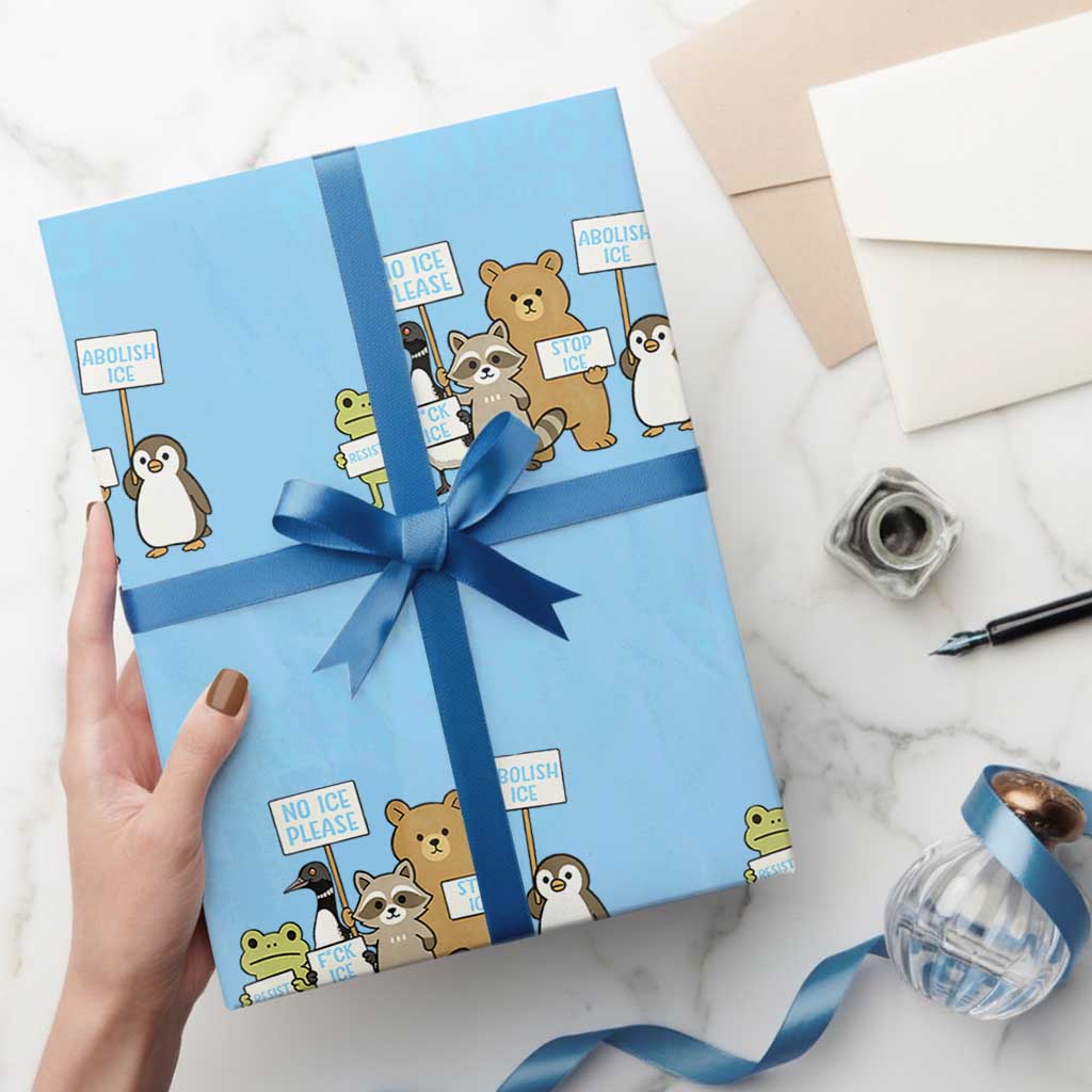 Funny Protest Animals Abolish Ice Wrapping Paper Roll Minneapolis USA Support Gift TS12 Light Blue Print Your Wear