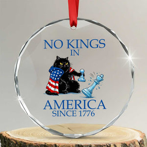 Funny Protest Chess Cat No Kings In America Crystal Glass Ornament Political Humor Gift TS12 Transparent Glass 3'' Circle Print Your Wear
