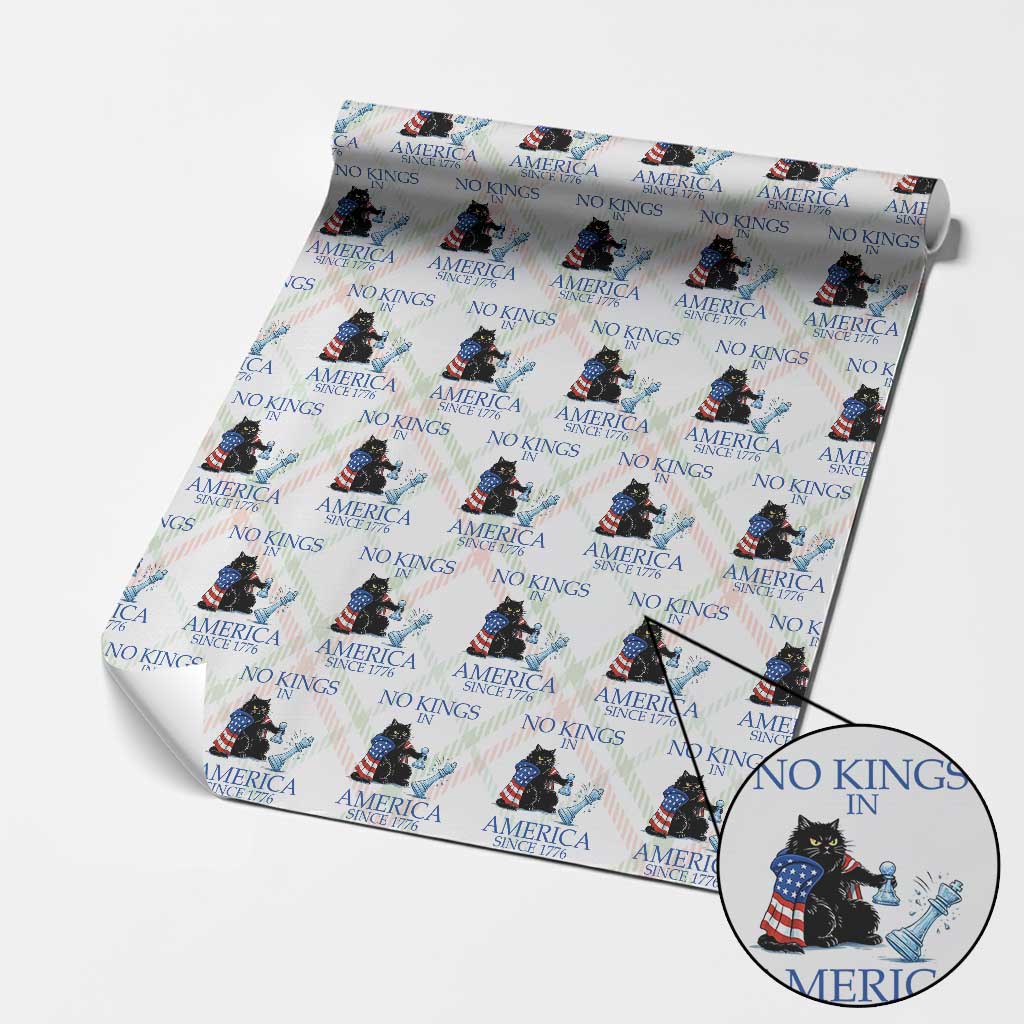 Funny Protest Chess Cat No Kings In America Wrapping Paper Roll Political Humor Gift TS12 Christmas Plaid Print Your Wear