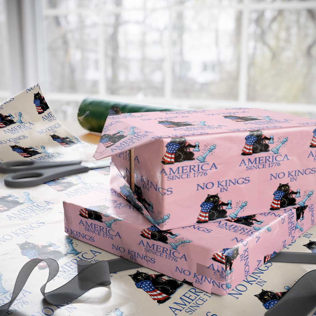 Funny Protest Chess Cat No Kings In America Wrapping Paper Roll Political Humor Gift TS12 Light Pink Print Your Wear