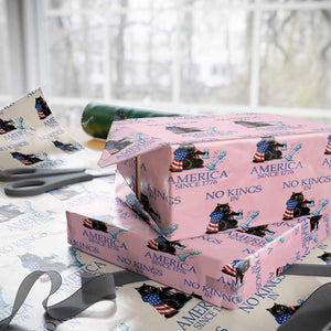 Funny Protest Chess Cat No Kings In America Wrapping Paper Roll Political Humor Gift TS12 Light Pink Print Your Wear