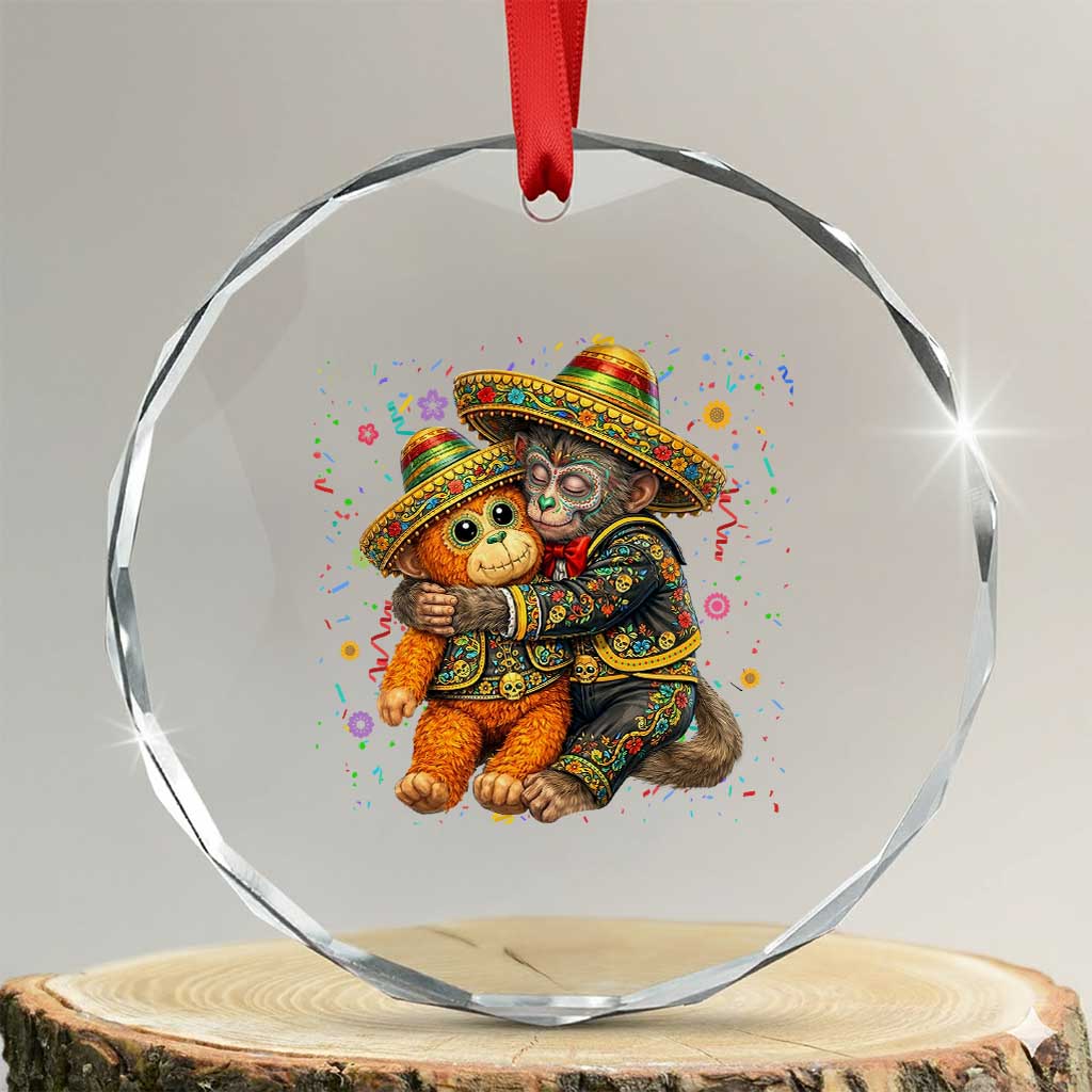 Funny Punch Baby Monkey Cinco De Mayo Crystal Glass Ornament Mexican Fiesta Gift TS12 Transparent Glass 3'' Circle Print Your Wear