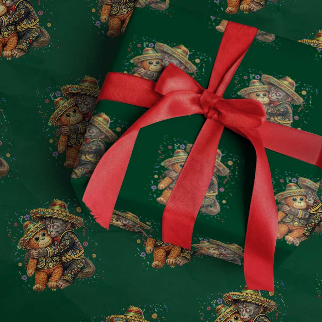 Funny Punch Baby Monkey Cinco De Mayo Wrapping Paper Roll Mexican Fiesta Gift TS12 Green Print Your Wear