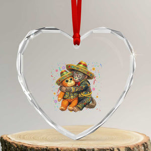 Funny Punch Baby Monkey Cinco De Mayo Heart Crystal Glass Ornament Mexican Fiesta Gift TS12 Transparent Glass 3'' Heart Print Your Wear