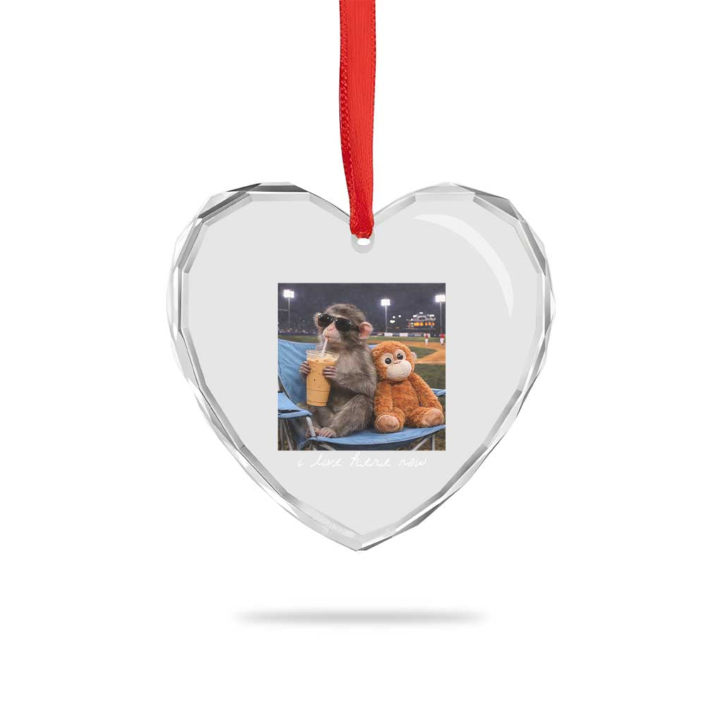 Funny Punch Monkey Baseball Heart Crystal Glass Ornament I Live Here Now Ballpark Graphic TS14 Print Your Wear
