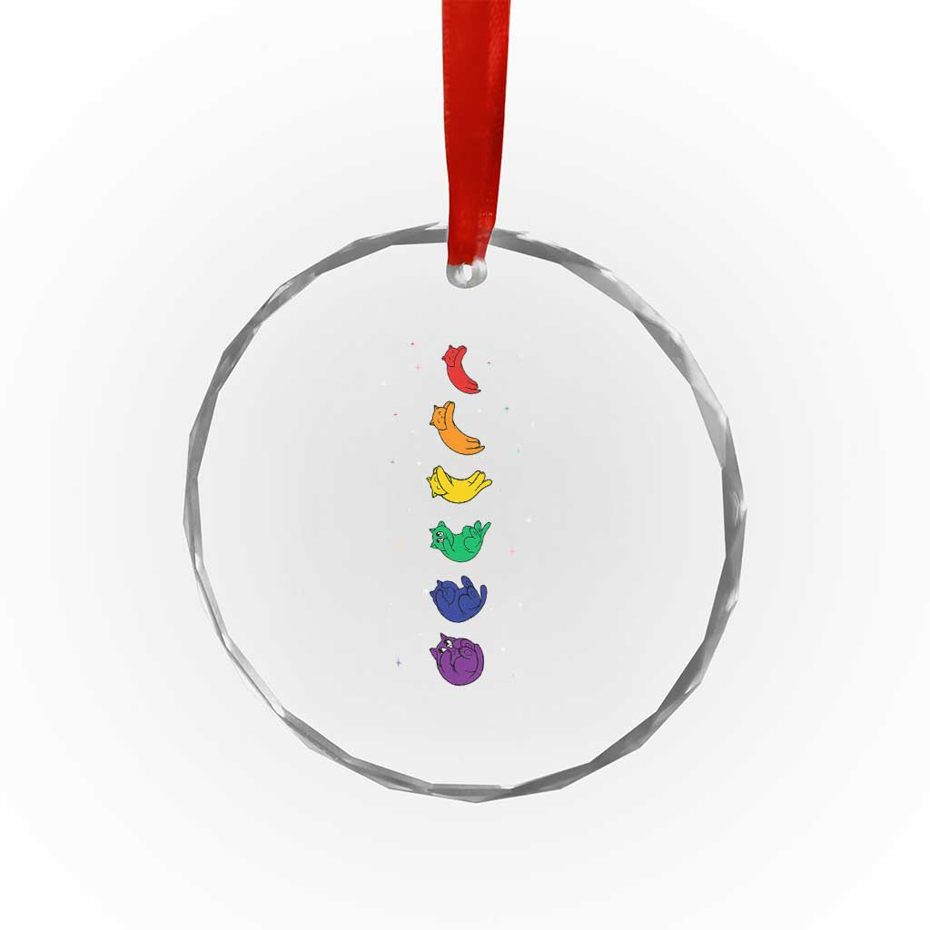 Funny Purride Cats In Space Rainbow Crystal Glass Ornament LGBQT Pride Feline Space TS12 Print Your Wear