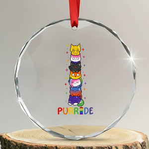 Funny Purride Stacked Cats Pride Crystal Glass Ornament Cute LGBTQ Cat Lover TS12 Transparent Glass 3'' Circle Print Your Wear