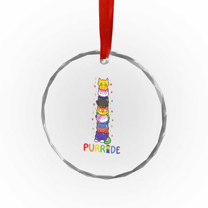 Funny Purride Stacked Cats Pride Crystal Glass Ornament Cute LGBTQ Cat Lover TS12 Print Your Wear