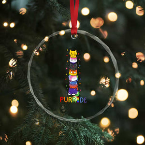 Funny Purride Stacked Cats Pride Crystal Glass Ornament Cute LGBTQ Cat Lover TS12 Print Your Wear