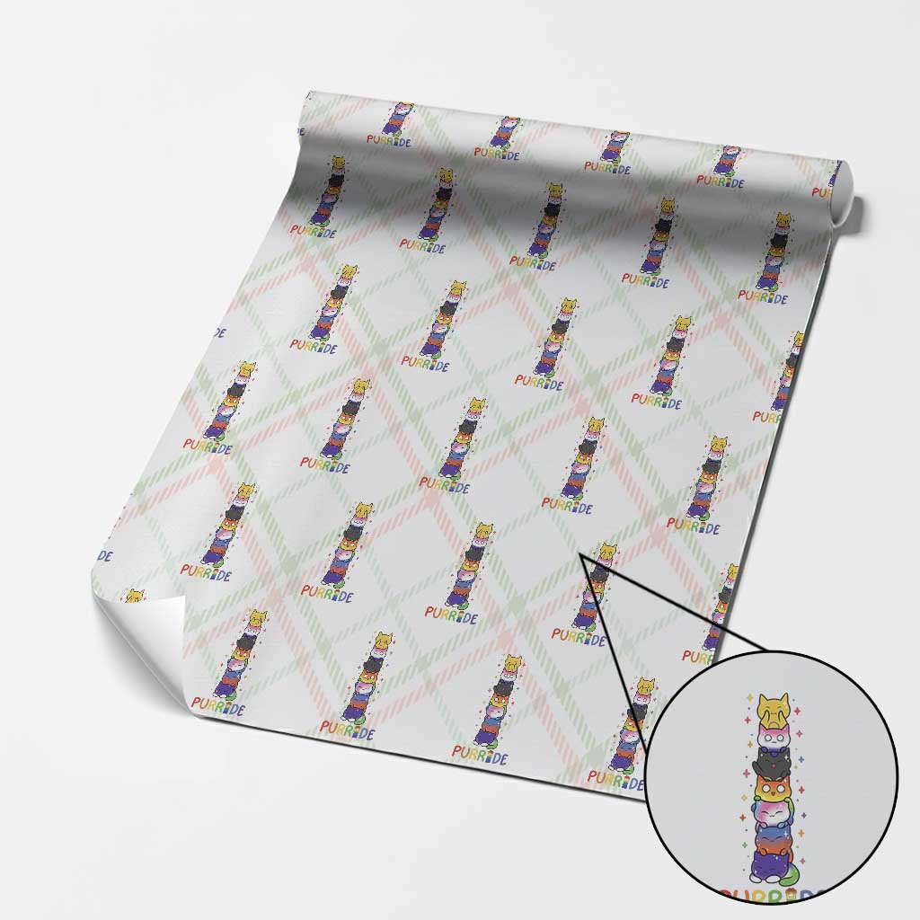 Funny Purride Stacked Cats Pride Wrapping Paper Roll Cute LGBTQ Cat Lover TS12 Christmas Plaid Print Your Wear
