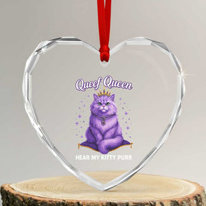 Funny Queef Queen Cat Heart Crystal Glass Ornament Hear My Kitty Purr Inappropriate Dirty Adult Humor TS11 Transparent Glass 3'' Heart Print Your Wear