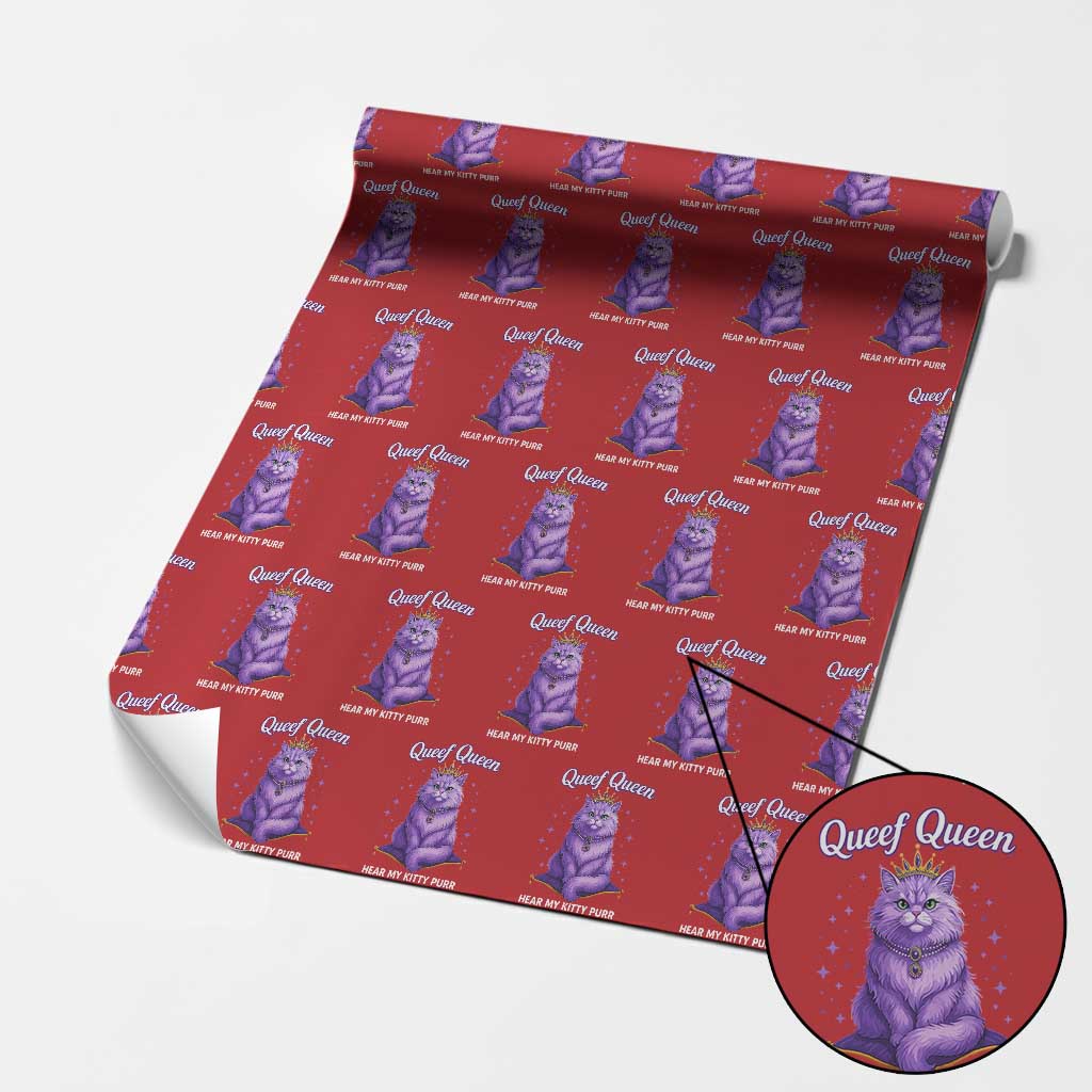 Funny Queef Queen Cat Wrapping Paper Roll Hear My Kitty Purr Inappropriate Dirty Adult Humor TS11 Red Print Your Wear