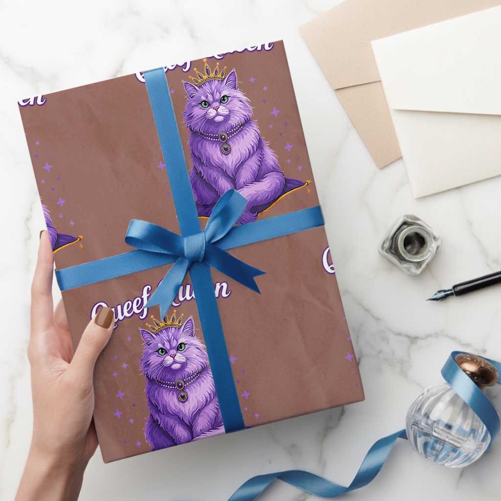 Funny Queef Queen Cat Wrapping Paper Roll Hear My Kitty Purr Inappropriate Dirty Adult Humor TS11 Mocha Print Your Wear