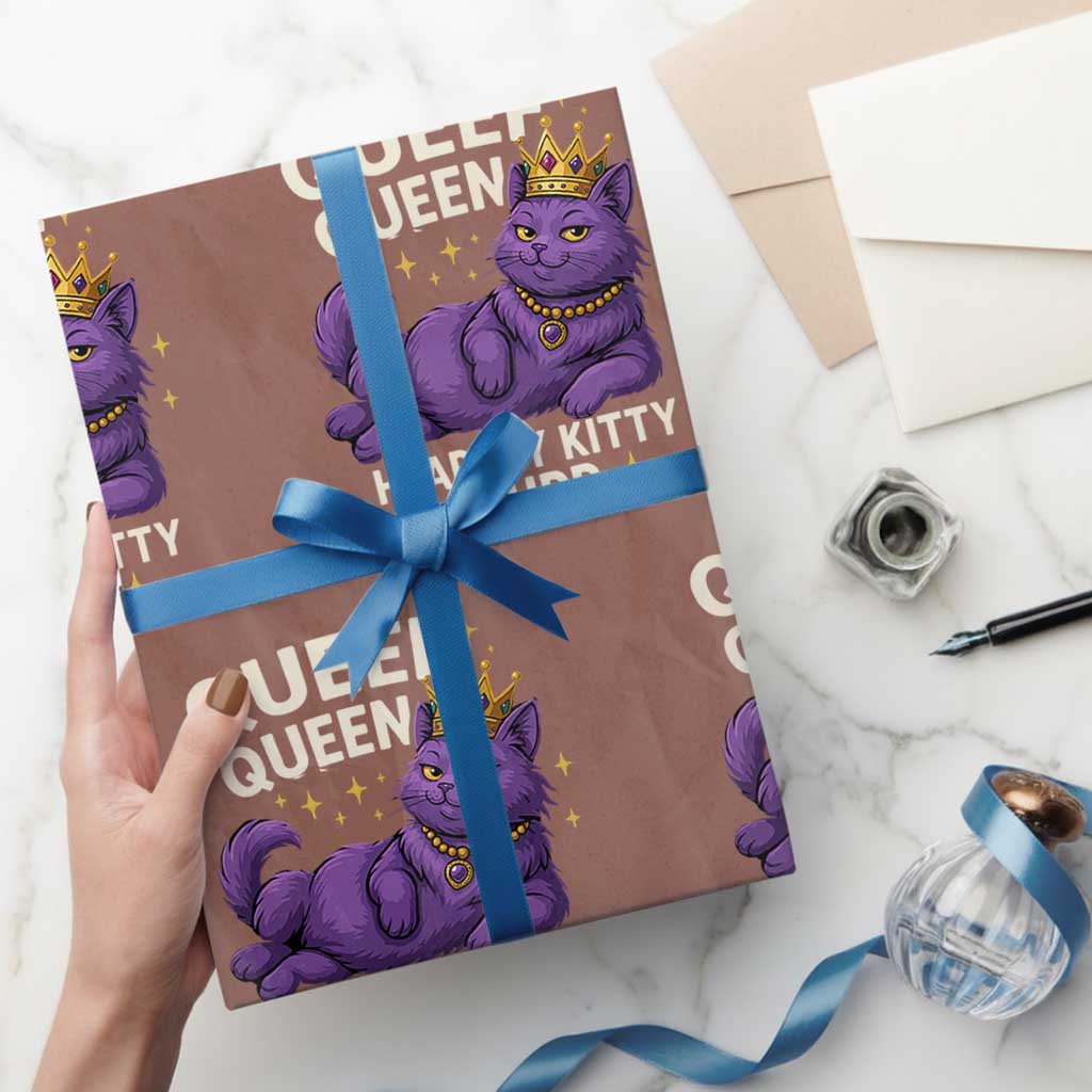 Funny Queef Queen Cat Wrapping Paper Roll Hear My Kitty Purr Inappropriate Dirty Adult Humor Jokes TS11 Mocha Print Your Wear