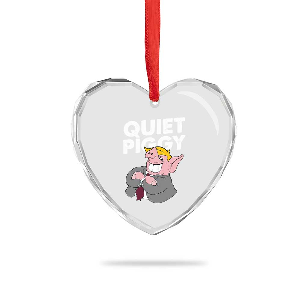 Funny Quiet Piggy Trump Heart Crystal Glass Ornament Pig Political Humor TS11 Print Your Wear