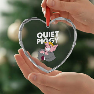 Funny Quiet Piggy Trump Heart Crystal Glass Ornament Pig Political Humor TS11 Print Your Wear