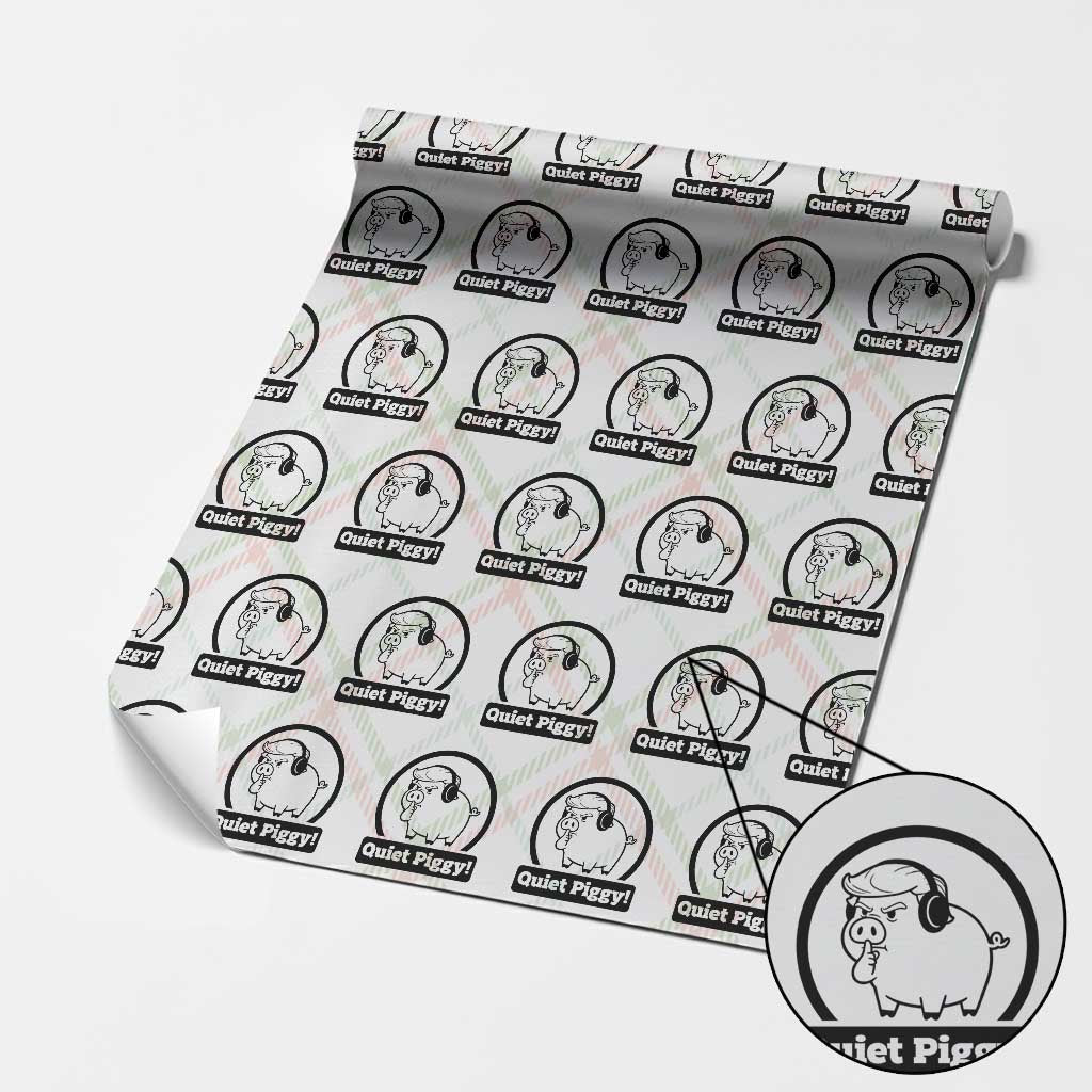 Funny Quiet Quiet Piggy Meme Wrapping Paper Roll Anti Fascist Political Parody Gift - Print Your Wear
