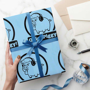 Funny Quiet Quiet Piggy Meme Wrapping Paper Roll Anti Fascist Political Parody Gift TS12 Light Blue Print Your Wear