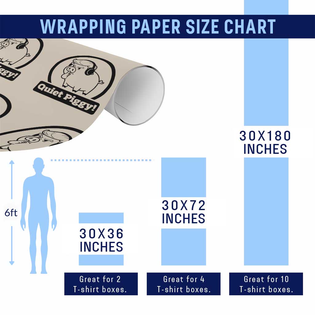 Funny Quiet Quiet Piggy Meme Wrapping Paper Roll Anti Fascist Political Parody Gift - Print Your Wear