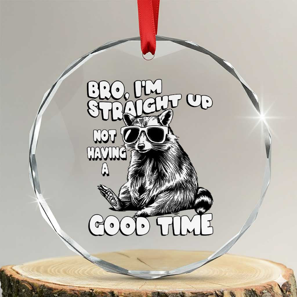 Funny Raccon Sarcastic Crystal Glass Ornament Bro I Am Straight Up Not Even Having A Good Time TS14 Transparent Glass 3'' Circle Print Your Wear