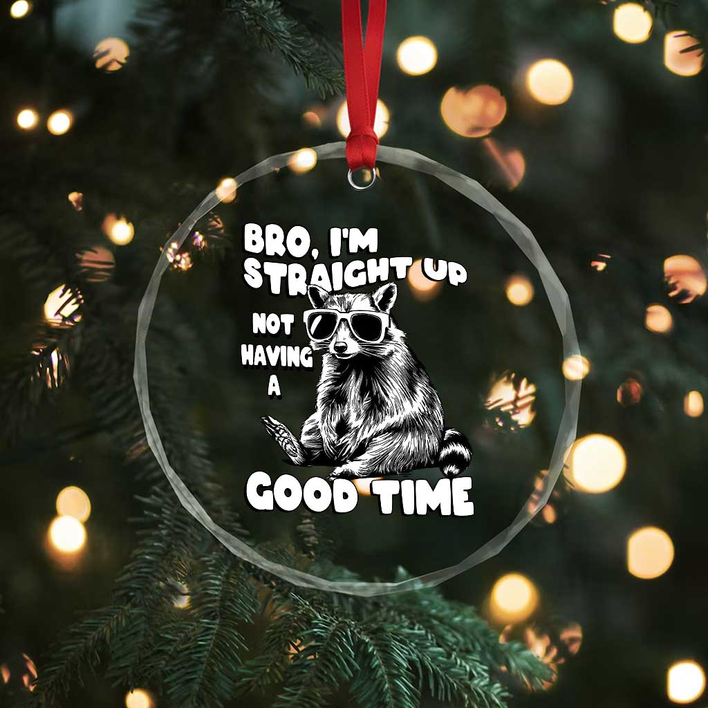 Funny Raccon Sarcastic Crystal Glass Ornament Bro I Am Straight Up Not Even Having A Good Time TS14 Print Your Wear