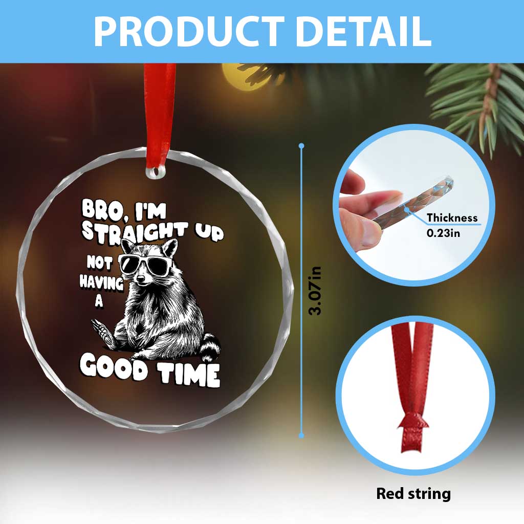 Funny Raccon Sarcastic Crystal Glass Ornament Bro I Am Straight Up Not Even Having A Good Time TS14 Print Your Wear