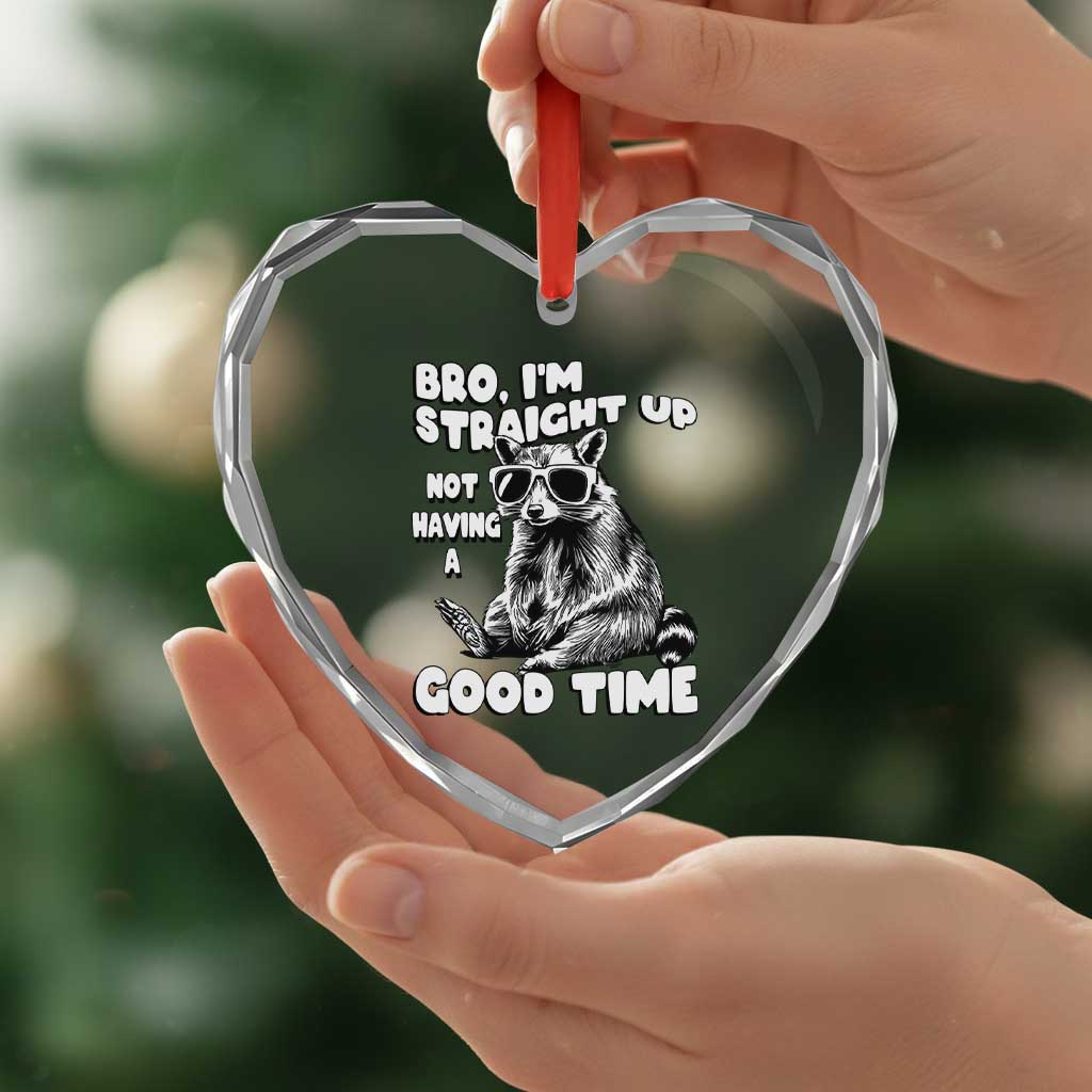 Funny Raccon Sarcastic Heart Crystal Glass Ornament Bro I Am Straight Up Not Even Having A Good Time TS14 Print Your Wear