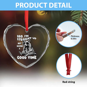 Funny Raccon Sarcastic Heart Crystal Glass Ornament Bro I Am Straight Up Not Even Having A Good Time TS14 Print Your Wear