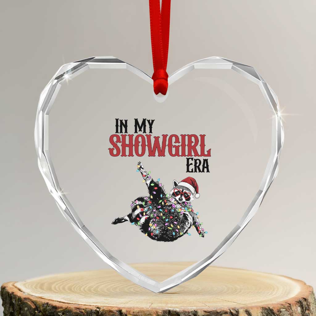 Funny Raccoon Christmas Heart Crystal Glass Ornament In My Costume Era TS14 Transparent Glass 3'' Heart Print Your Wear