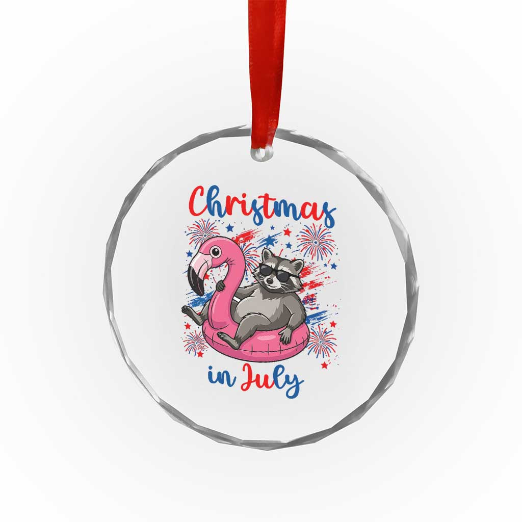 Funny Raccoon Christmas In July 4th of July Crystal Glass Ornament TS14 Print Your Wear