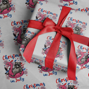Funny Raccoon Christmas In July 4th of July Wrapping Paper Roll