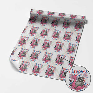 Funny Raccoon Christmas In July 4th of July Wrapping Paper Roll