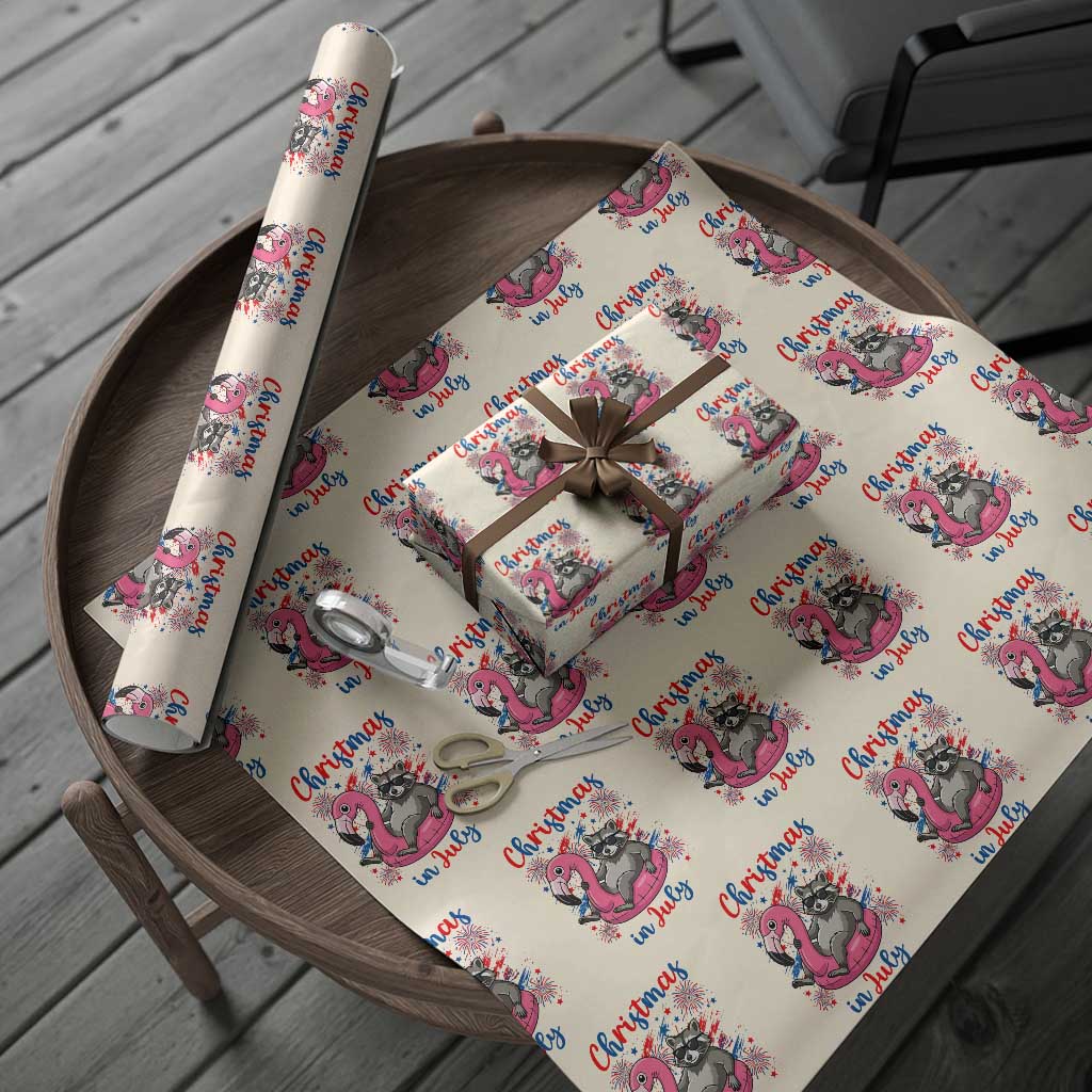 Funny Raccoon Christmas In July 4th of July Wrapping Paper Roll