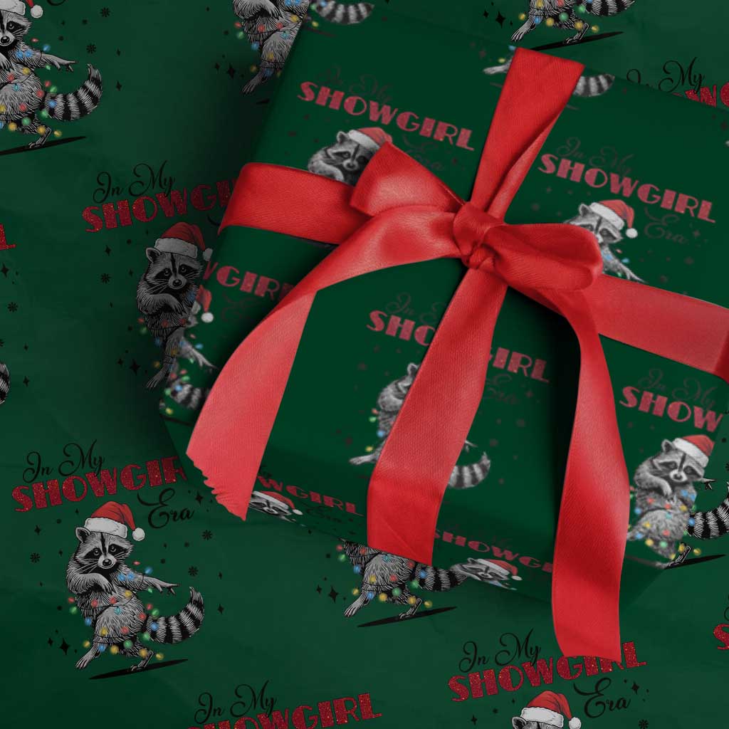 Funny Raccoon Christmas Wrapping Paper Roll In My Costume Era Xmas TS14 Green Print Your Wear