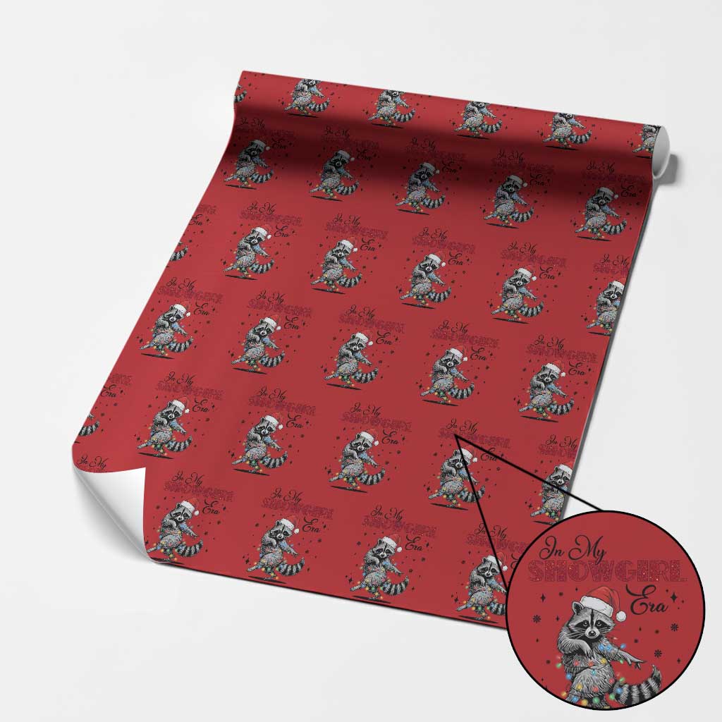Funny Raccoon Christmas Wrapping Paper Roll In My Costume Era Xmas TS14 Red Print Your Wear