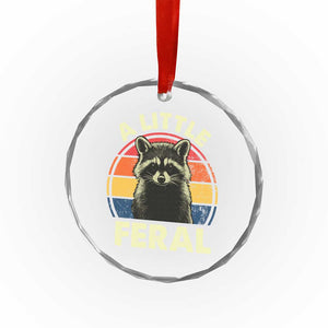 Funny Raccoon Crystal Glass Ornament A Little Feral Trash Panda Meme Retro TS02 Print Your Wear