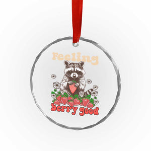 Funny Raccoon Crystal Glass Ornament Feeling Berry Good Eating Strawberries TS02 Print Your Wear