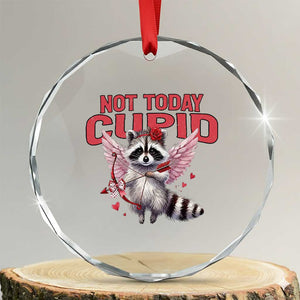 Funny Raccoon Cupid Anti Valentine Crystal Glass Ornament Not Today Cupid TS12 Transparent Glass 3'' Circle Print Your Wear