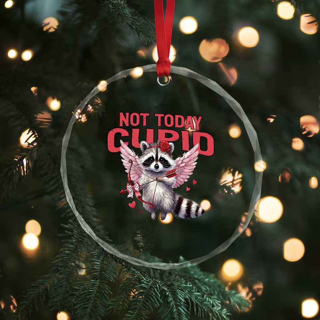 Funny Raccoon Cupid Anti Valentine Crystal Glass Ornament Not Today Cupid TS12 Print Your Wear