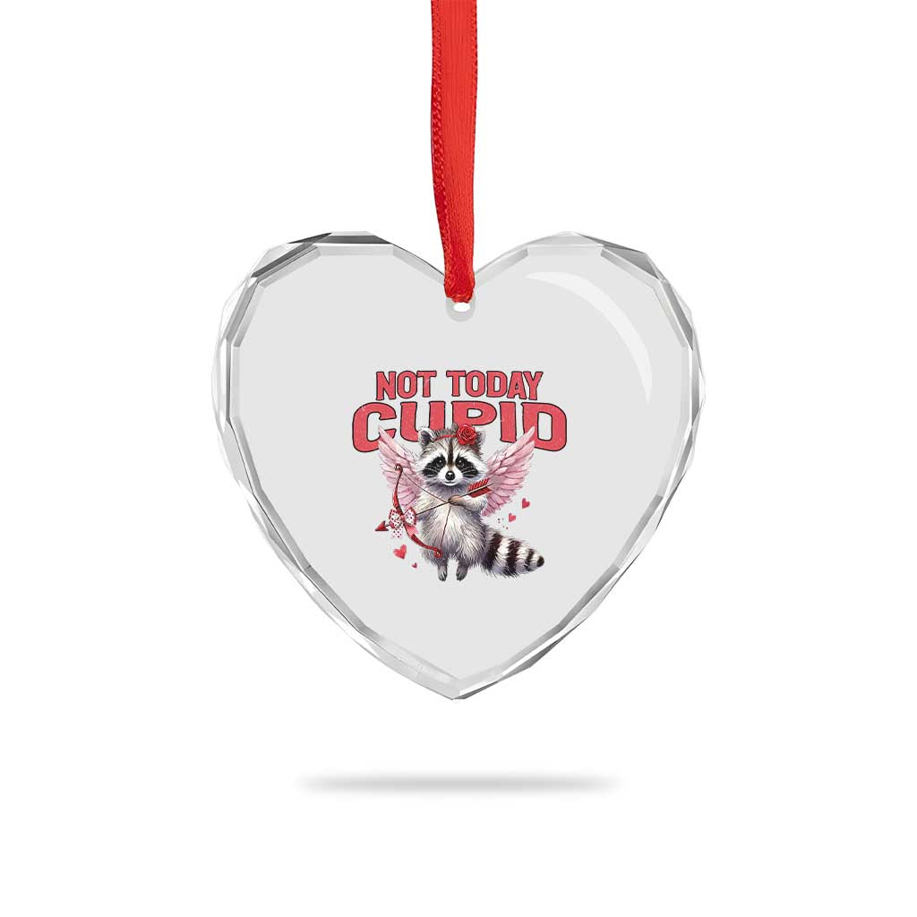 Funny Raccoon Cupid Anti Valentine Heart Crystal Glass Ornament Not Today Cupid TS12 Print Your Wear