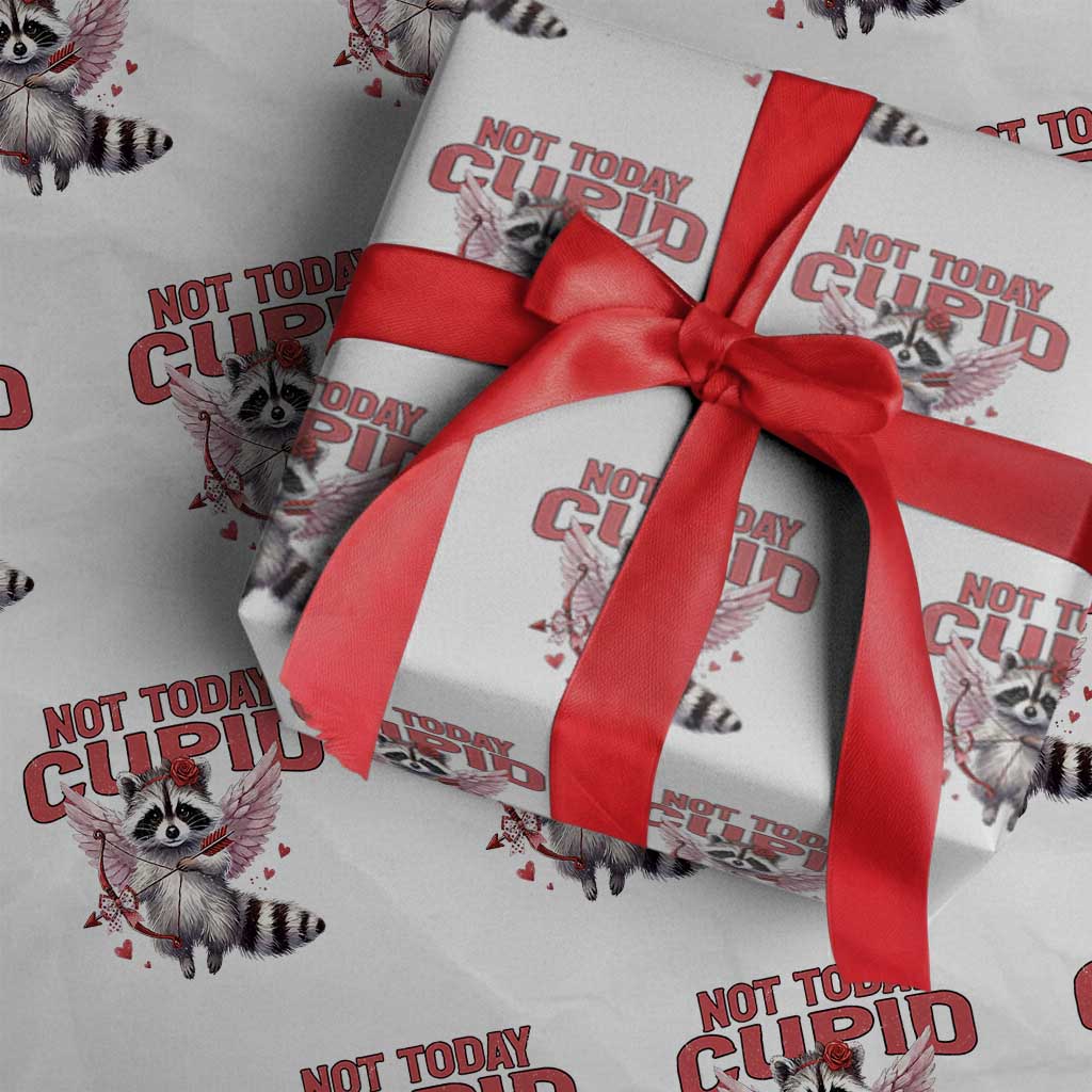 Funny Raccoon Cupid Anti Valentine Wrapping Paper Roll Not Today Cupid TS12 White Print Your Wear