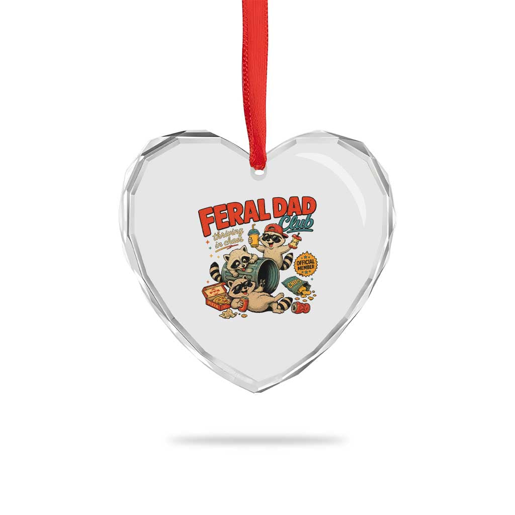 Funny Raccoon Dad Heart Crystal Glass Ornament Feral Dad Club Fathers Day Gift TS10 Print Your Wear