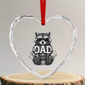 Funny Raccoon Dad Mechanic Heart Crystal Glass Ornament Trash Panda Fathers Day Gift TS12 Transparent Glass 3'' Heart Print Your Wear