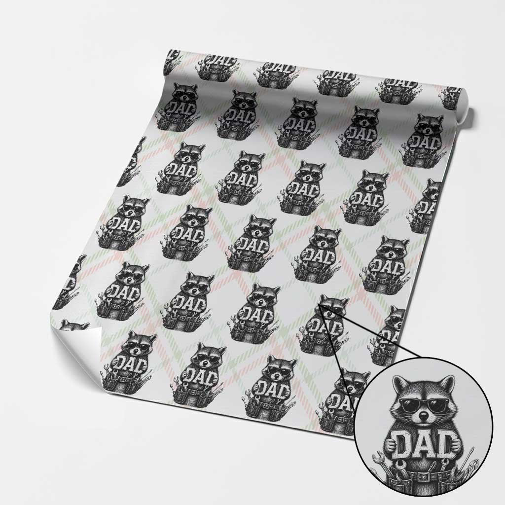 Funny Raccoon Dad Mechanic Wrapping Paper Roll Trash Panda Fathers Day Gift TS12 Christmas Plaid Print Your Wear