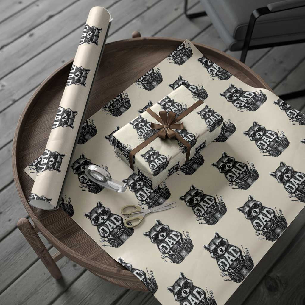 Funny Raccoon Dad Mechanic Wrapping Paper Roll Trash Panda Fathers Day Gift TS12 Beige Print Your Wear