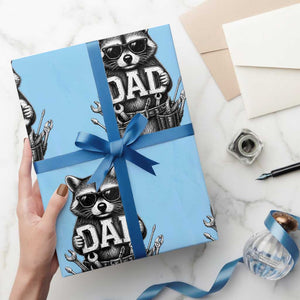 Funny Raccoon Dad Mechanic Wrapping Paper Roll Trash Panda Fathers Day Gift TS12 Light Blue Print Your Wear