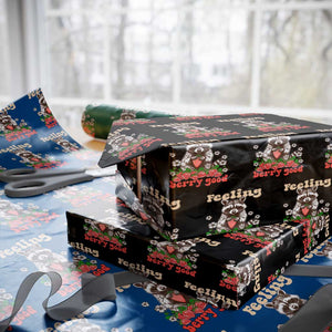 Funny Raccoon Wrapping Paper Roll Feeling Berry Good Eating Strawberries TS02 Black Print Your Wear