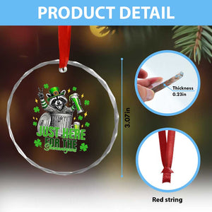 Funny Raccoon Drinking Beer St Patricks Day Crystal Glass Ornament Just Here For The Shenanigans TS14 Print Your Wear