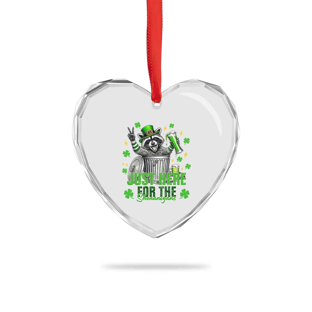 Funny Raccoon Drinking Beer St Patricks Day Heart Crystal Glass Ornament Just Here For The Shenanigans TS14 Print Your Wear