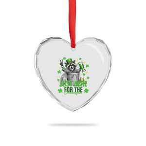 Funny Raccoon Drinking Beer St Patricks Day Heart Crystal Glass Ornament Just Here For The Shenanigans TS14 Print Your Wear